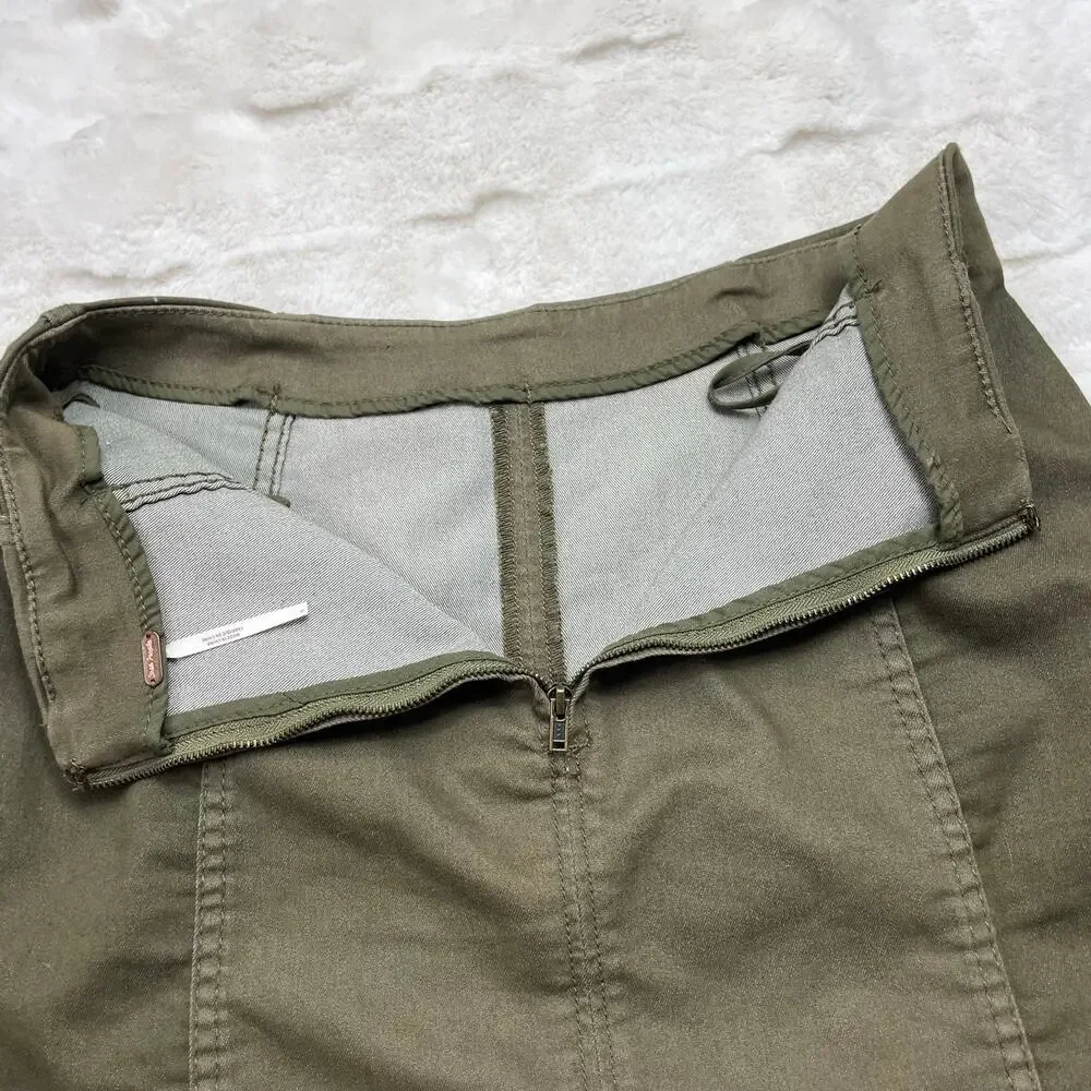 🔥Free People Modern Femme Army Green Mini Skirt Two Tone Size 6 Y2K Boho Chic